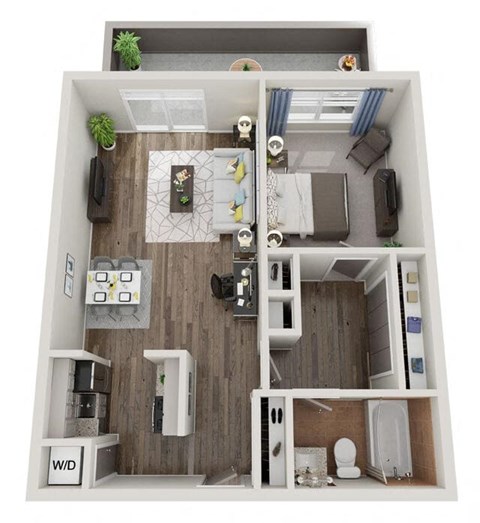 Floor plan for studio, 1 bath, 530 sqft
